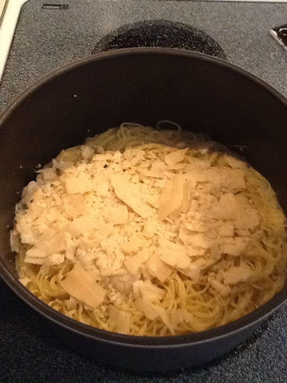 Remove from heat. Add Parmesan cheese and stir until melted.