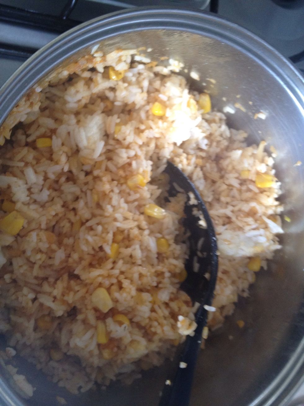 Remove from heat add rice, mix thoroughly then stuff into capsicum cups