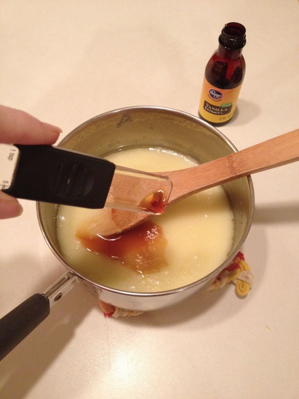 Remove from heat. Add vanilla.