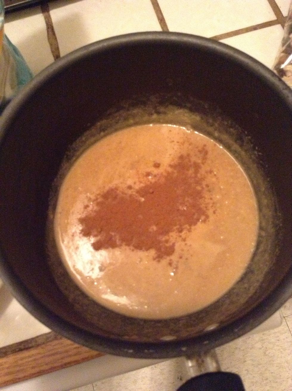 Remove from heat and add cinnamon to peanut butter mixture