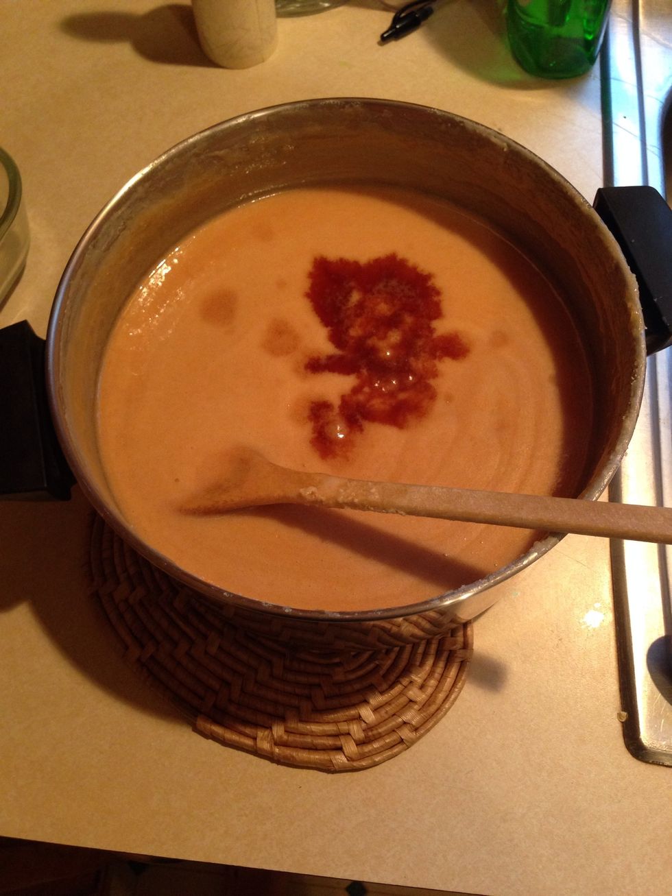 Remove from heat, and add vanilla