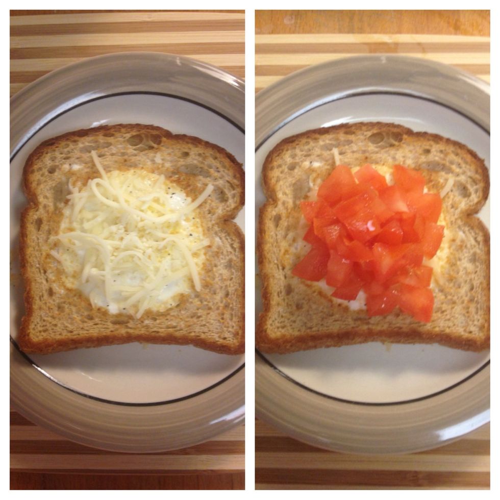 Remove from heat and add your favorite toppings. I love mine with a lot of cheese and fresh tomatoes.