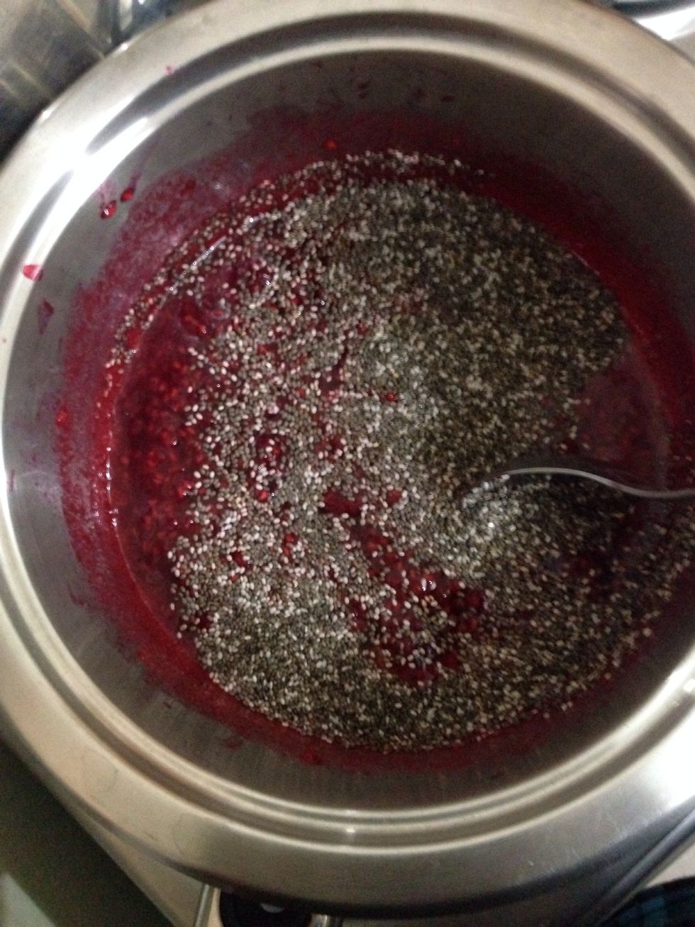 Remove from heat and stir in chia seeds. Let cool.