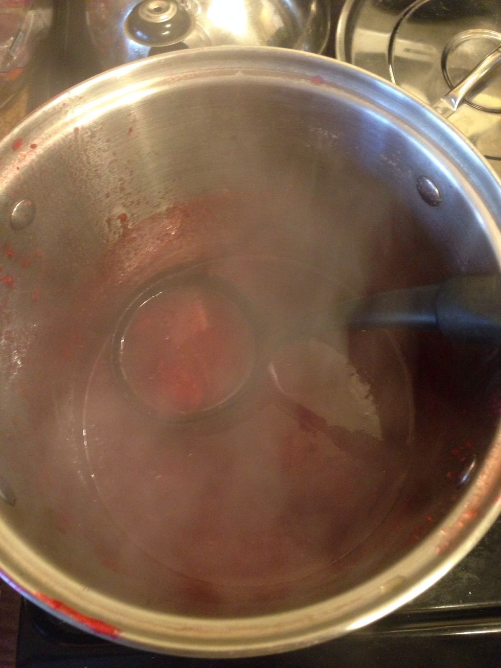 Remove from heat & ladle into hot 1/2 pint jars. Leave 1/4 inch headspace.