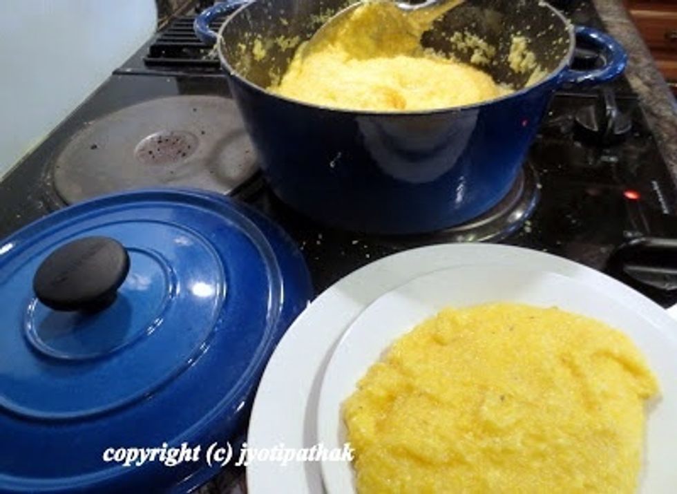 Remove from heat, stir in clarified butter, and whisk until mixed well. Pour steaming dhindo directly onto the plate or thaal and eat piping hot.