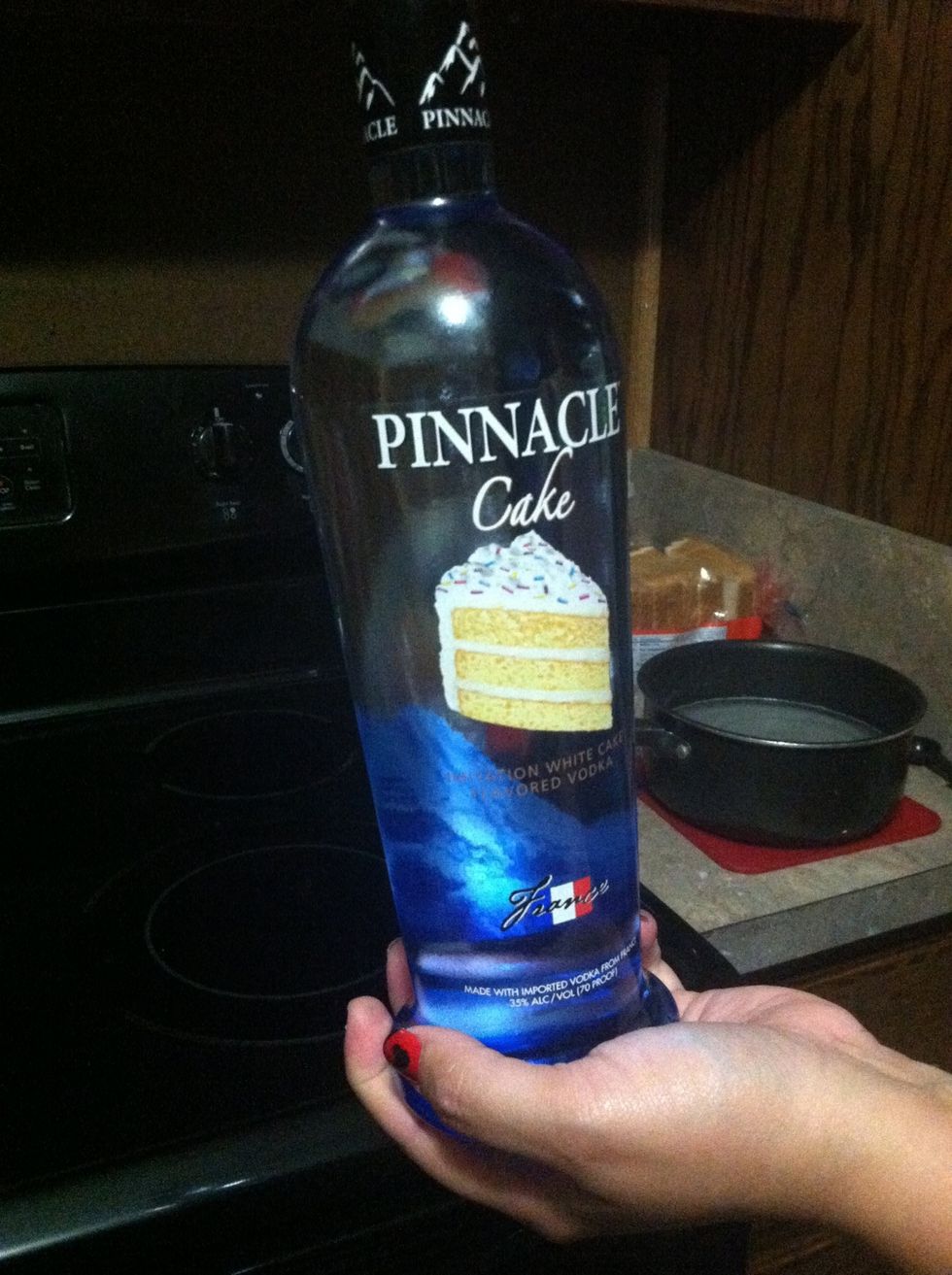 Remove from hot stove after you get the perfected consistency. Then add the vodka and condensed milk.