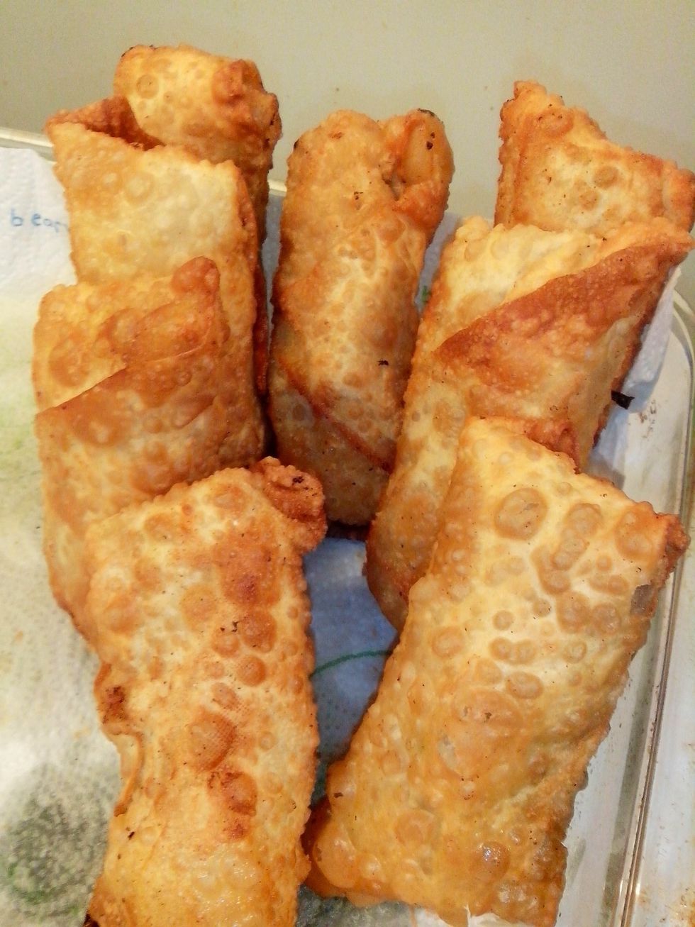 Remove from oil and place in a paper towel lined pan or bowl to catch the draining grease.