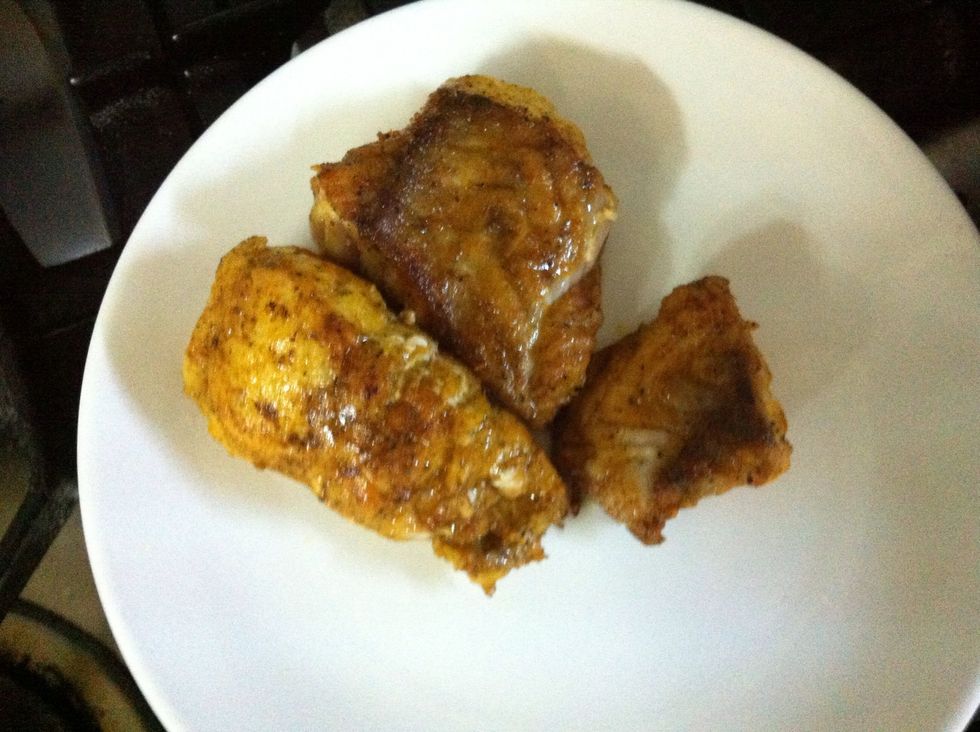 Remove from oil and set aside on a plate