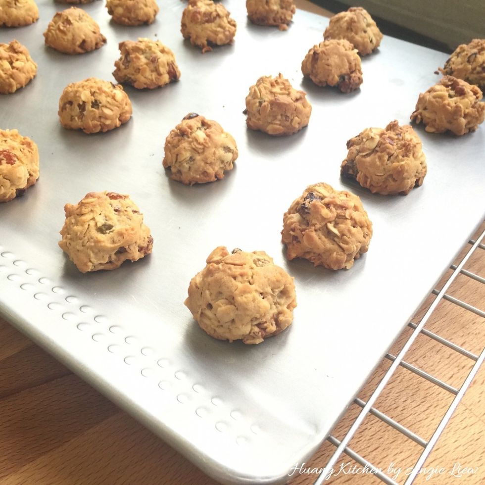 Remove from oven and let the cookies cool on baking sheet for about 5 minutes.