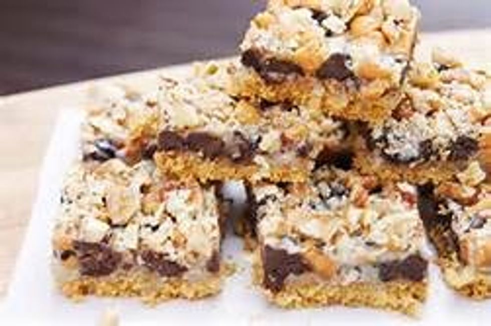 Remove from oven, cool, then cut into bars.