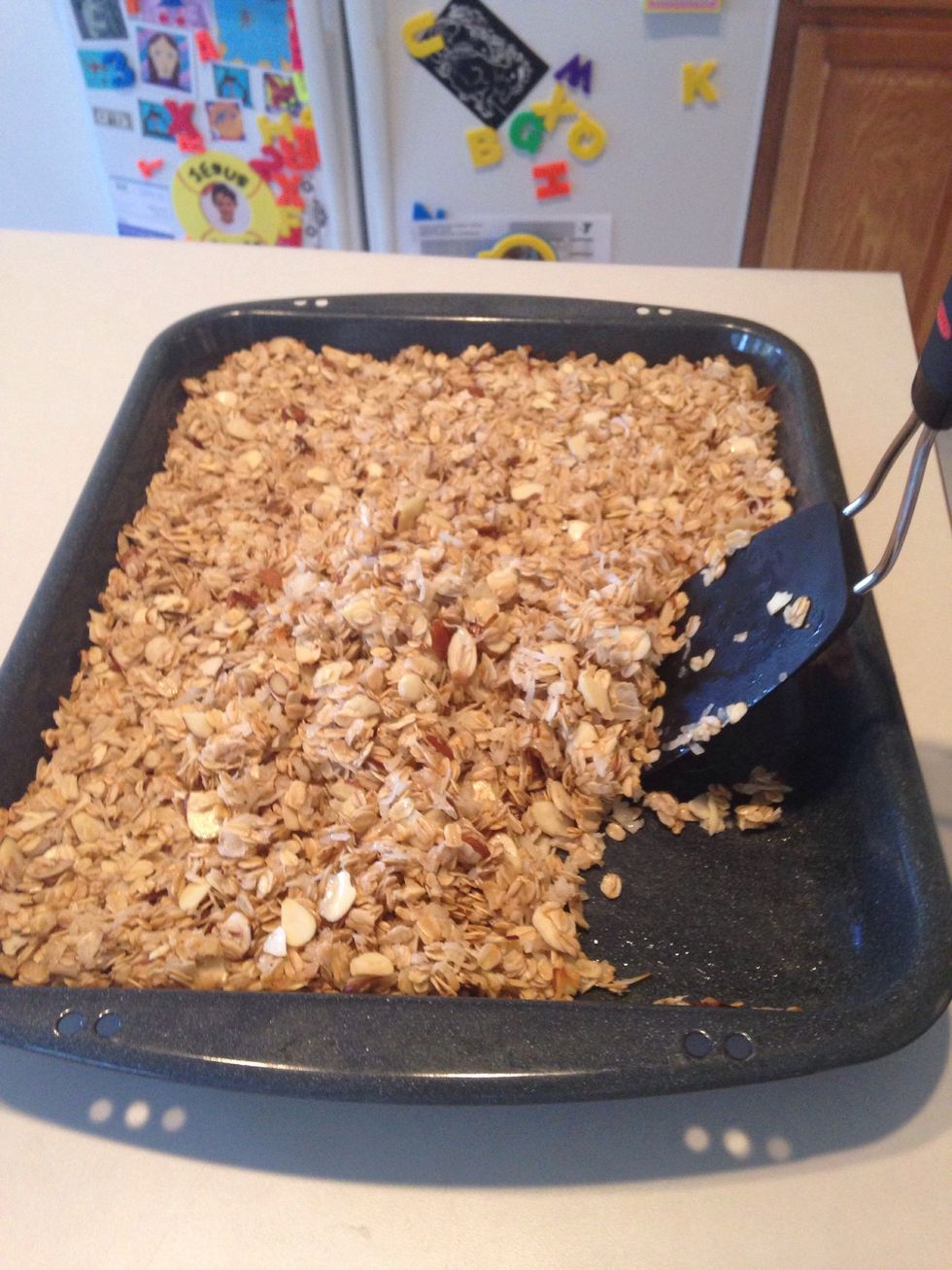 Remove from oven every 5-8 minutes to stir. This keeps the top layer from burning.