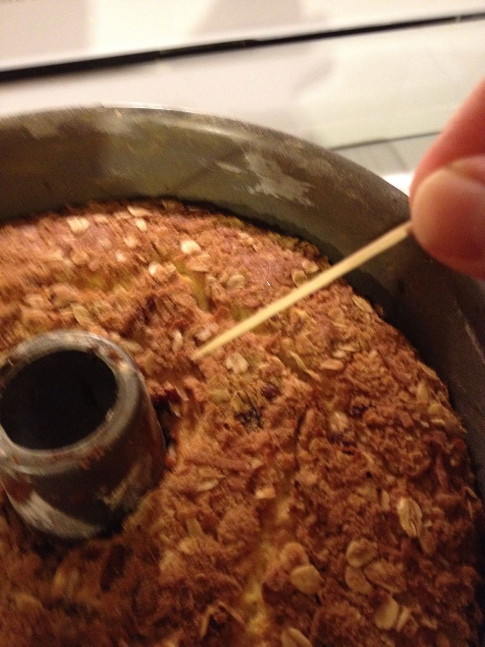 Remove from oven when a tooth pick inserted in the middle comes out clean.