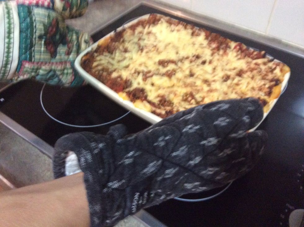 Remove from oven.