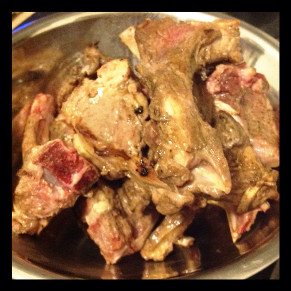 Remove from pan and sit aside. I used tongs to avoid piercing the meat.