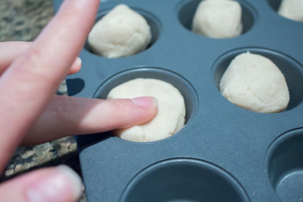 Remove from the freezer and use your finger and lightly press to the edges