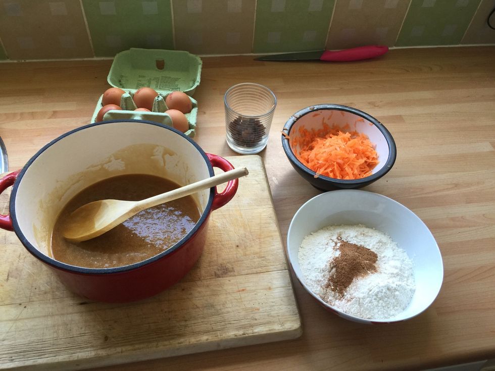 Remove from the heat and get all ur other ingredients