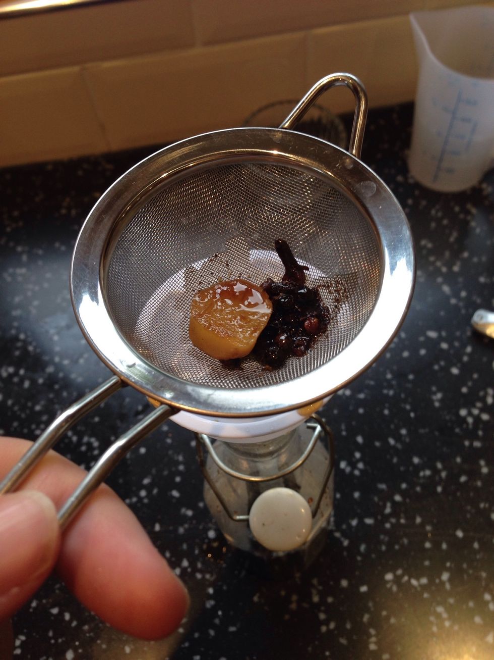 Remove from the heat and strain into a bottle or container and allow to cool