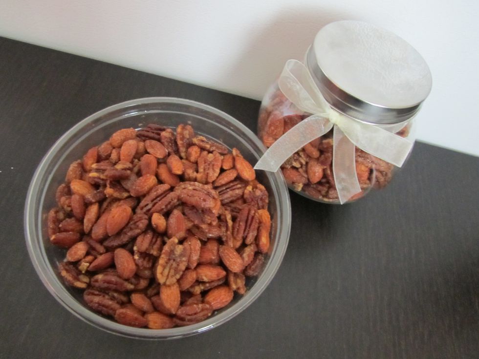 Remove from the oven and let them cool down before put them in airtight containers.