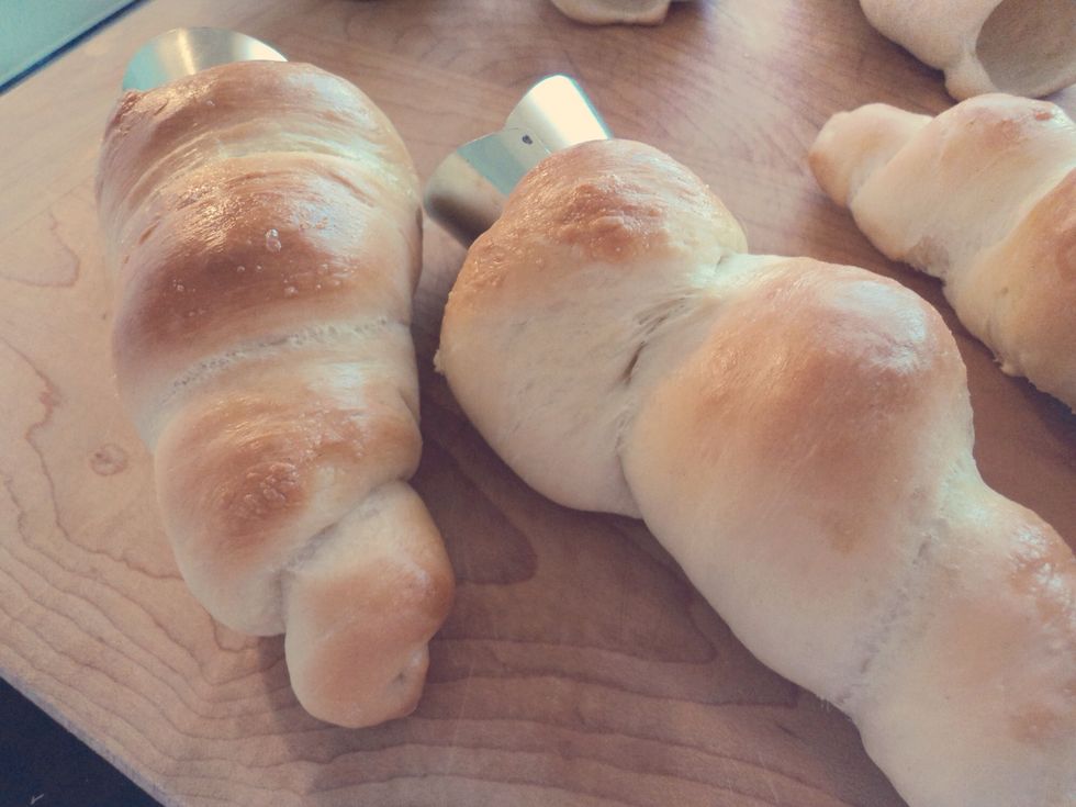 Remove from the oven and set on a pastry board or cooling tray.