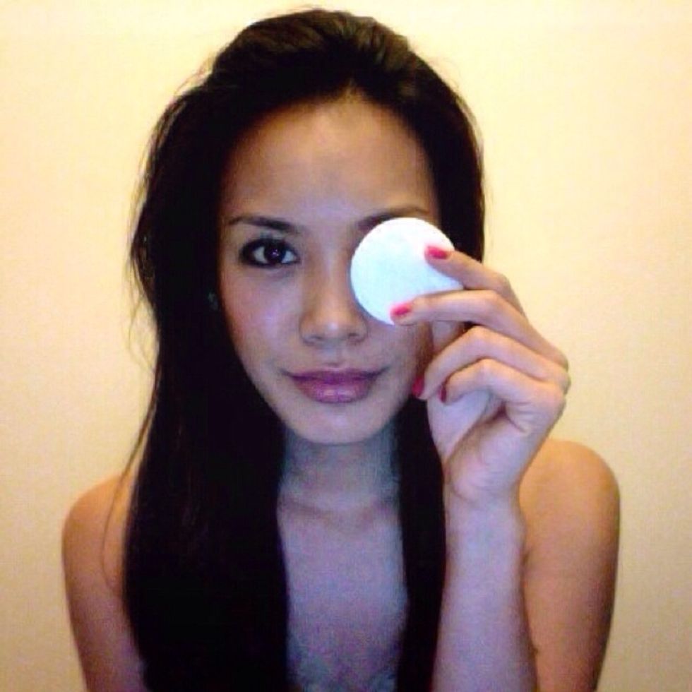 Remove makeup by simply wiping across the area. Water proof mascara will take a few swipes.