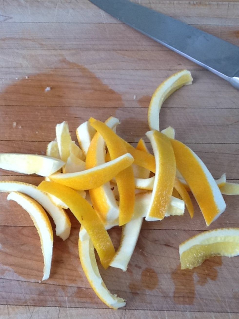 Remove orange rind and cut into strips.