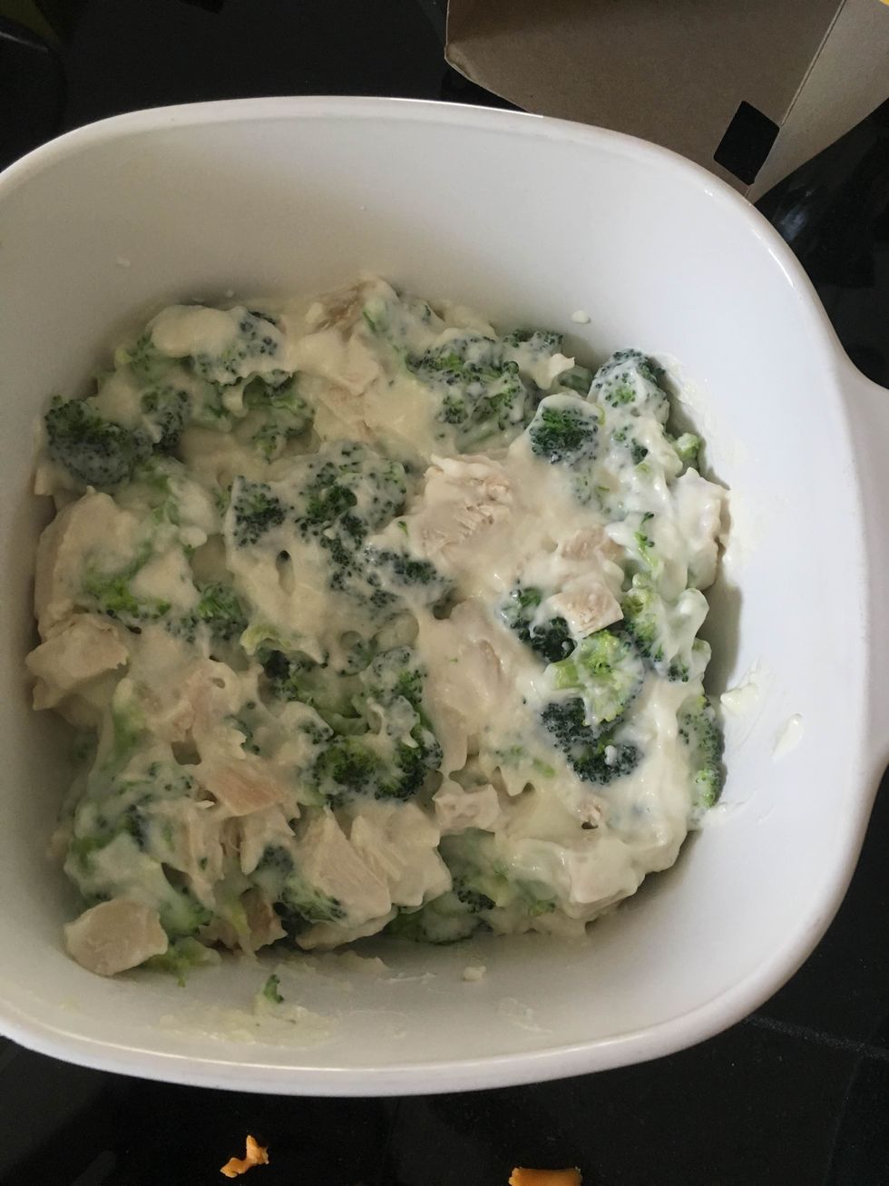 Remove pan from heat. Stir in yogurt and mayonnaise. Transfer to oven-safe dish.