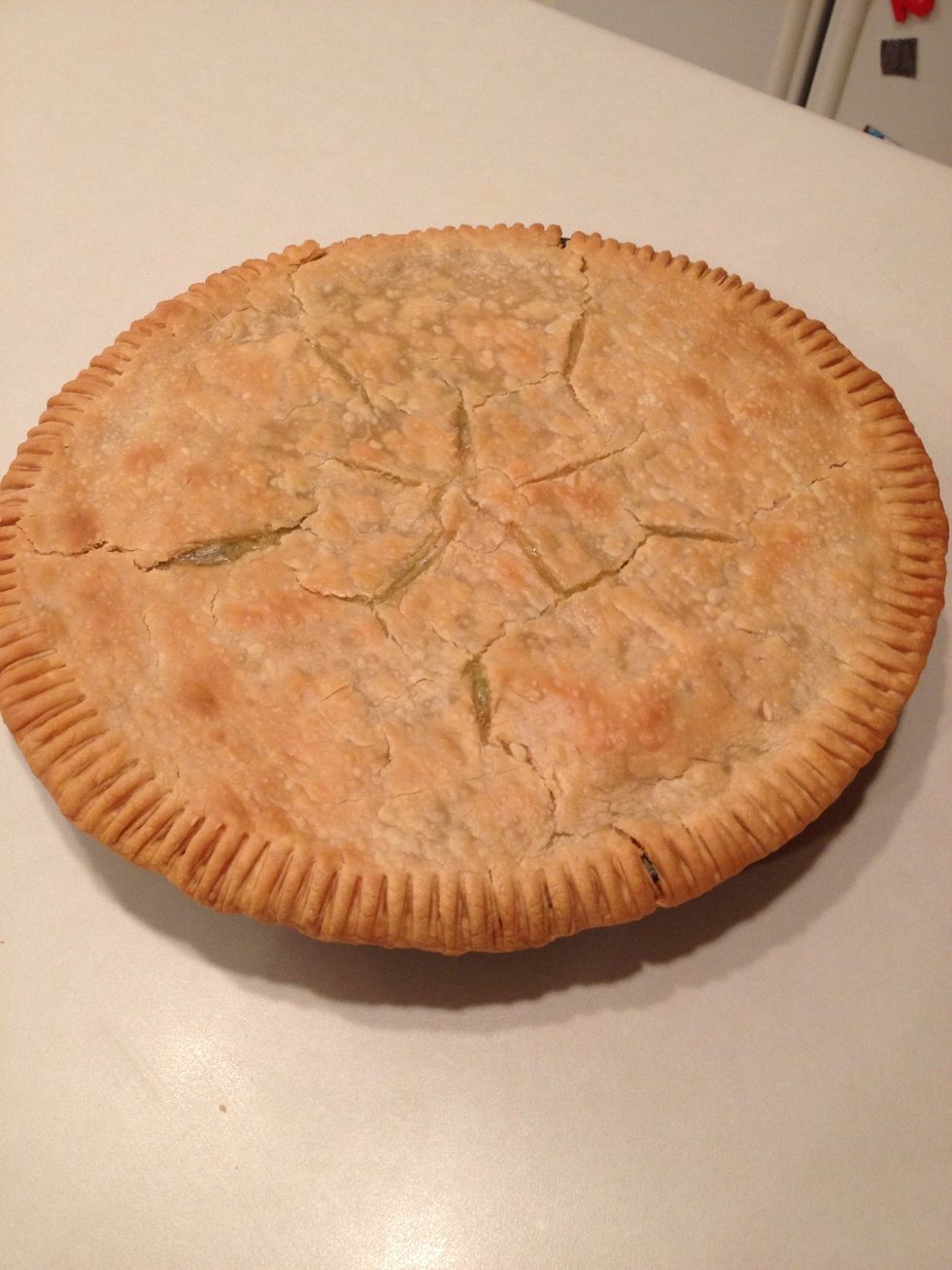 Remove pie from oven and allow to cool.
