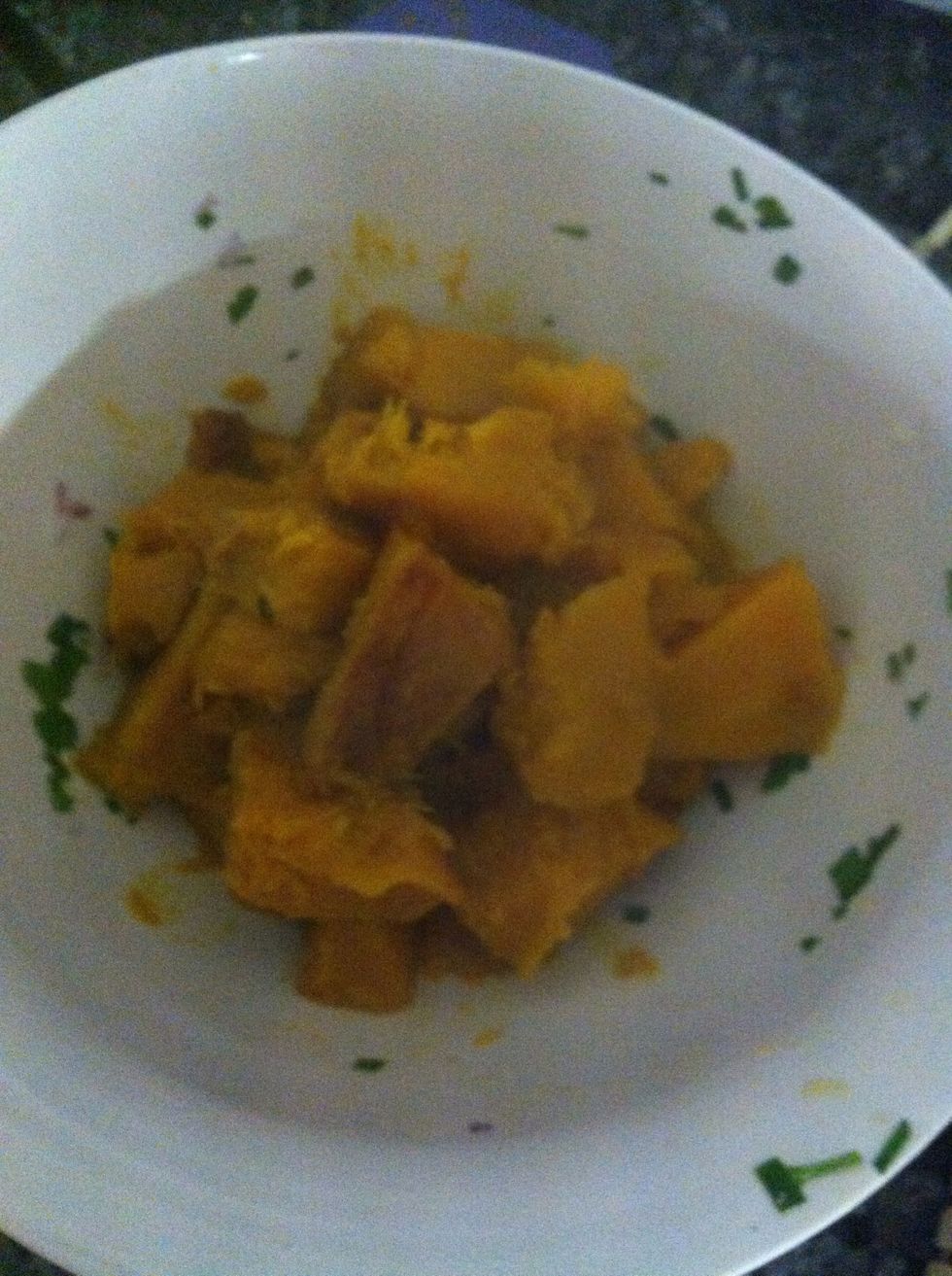 Remove pumpkin from stove and mash