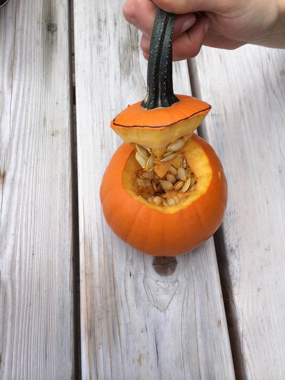 Remove pumpkin tops.