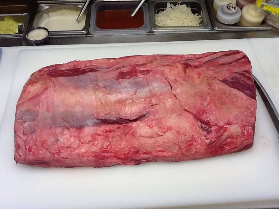 Remove roast from refrigerator 20-30 minutes before you begin to prep. Pre-heat oven to 425 degrees fahrenheit.