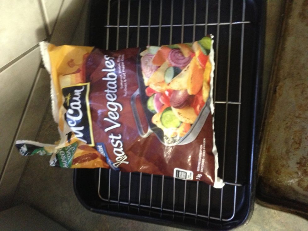 Remove Roast mixed vegetables from bag