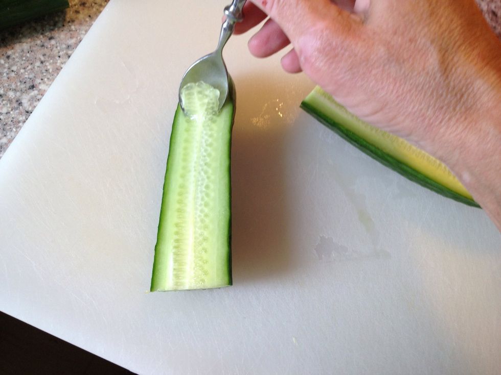 Remove seeds from cucumber