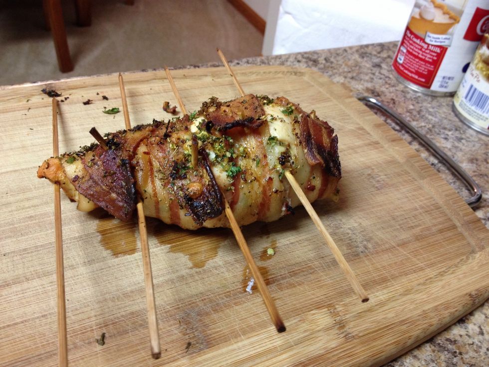Remove skewers.