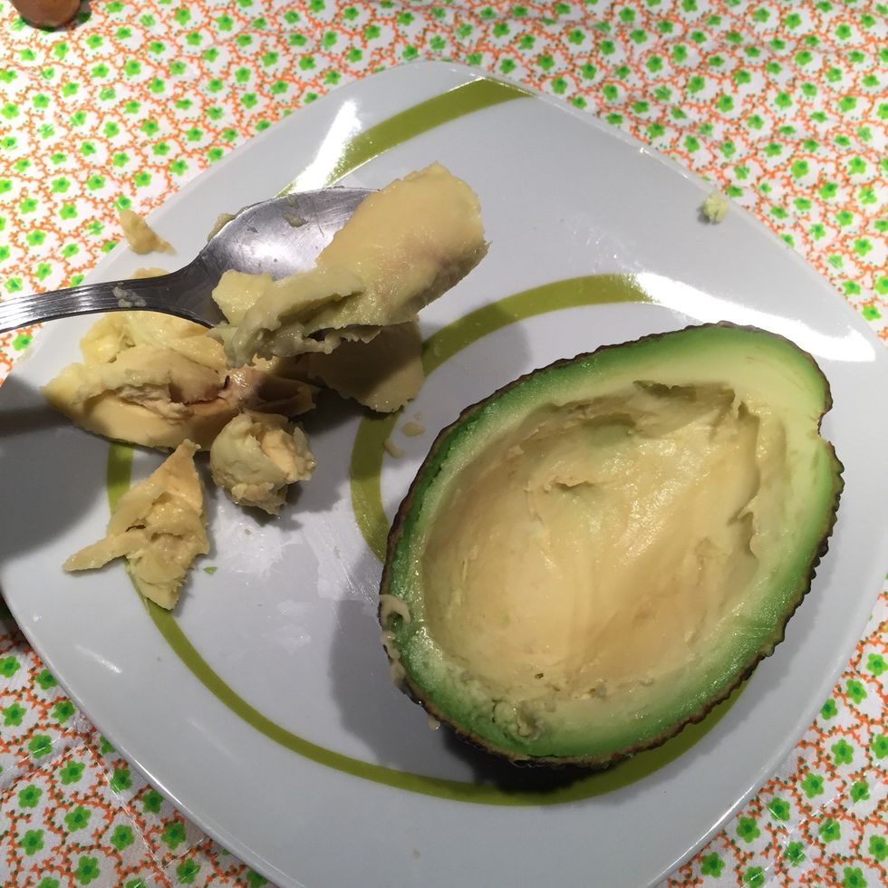 Remove some flesh of the avocado so the egg can fill the space properly