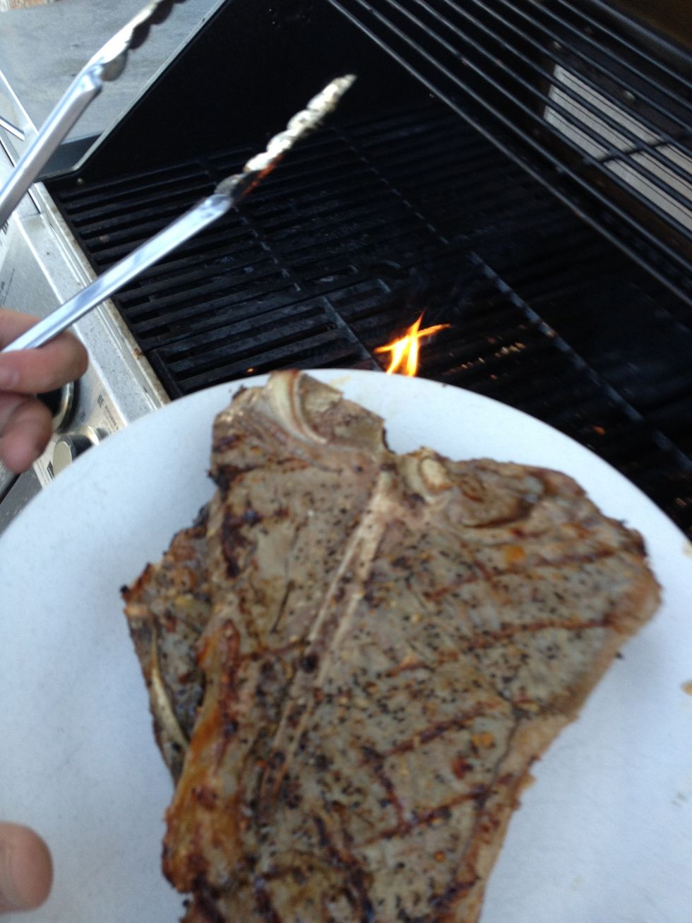 Remove steaks and place them on a plate and cover with tin foil. .
