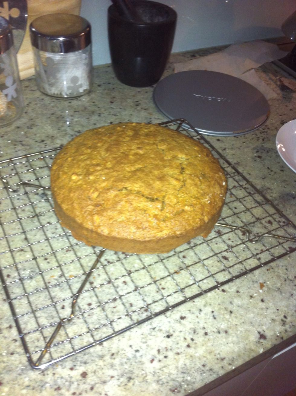 Remove the cake tin and allow cake to cool