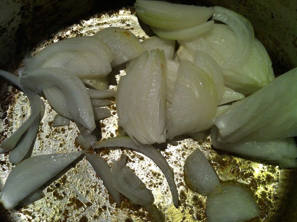 Remove the chicken and add the onion. Fry till lightly brown. Add another Tbsp of oil if needed