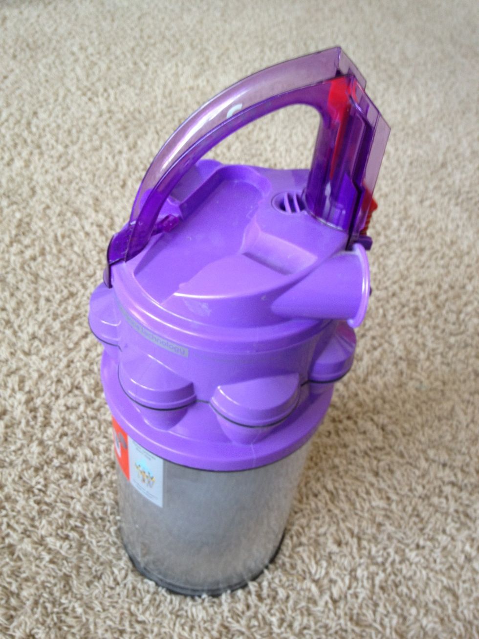 Remove the cyclone sucker from the Dyson chassis and empty as much filth as possible.