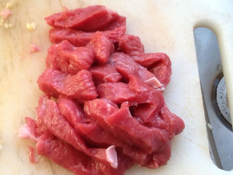Remove the fat and thinly slice the meat