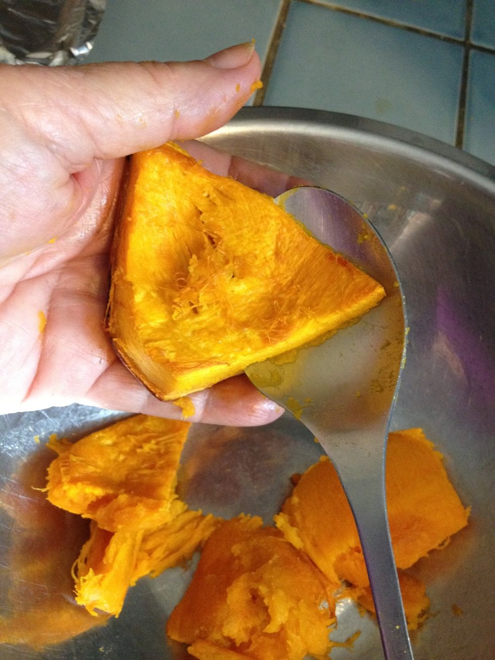 Remove the flash from the rind. It should come off quite easily with a spoon.