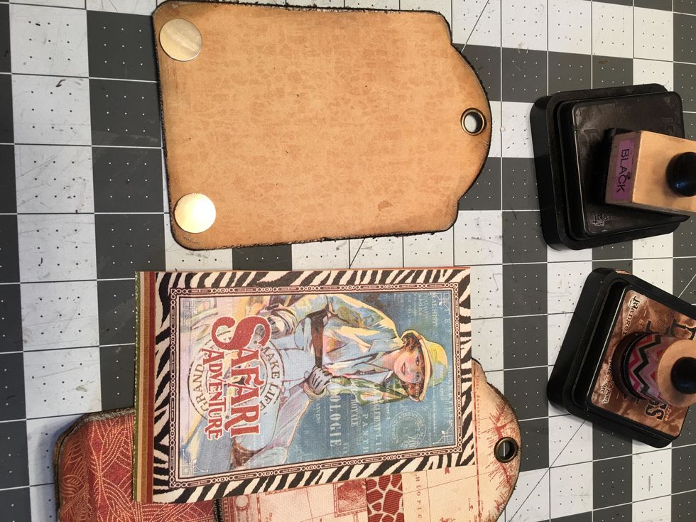 Remove the front tag from the back tag with the magnets still attached as shown. You will now create a flap piece to cover and hide these magnets. Cut an image out of one of the cut aparts.