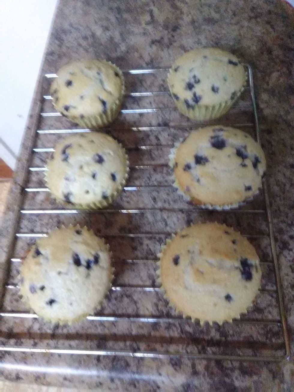 Remove the muffins from the pan and place them on a cooling rack to cool for five minutes