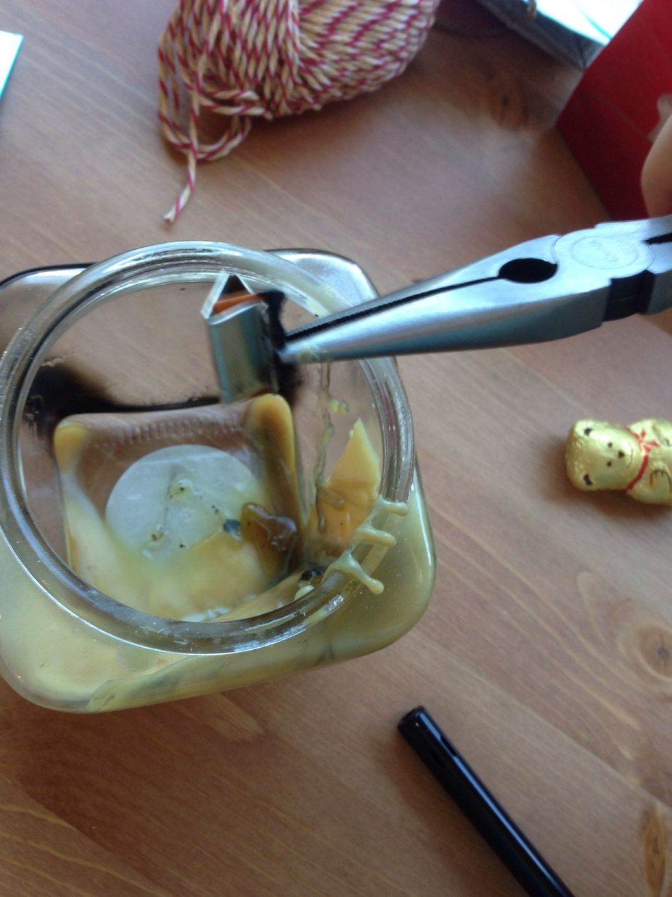 Remove the old wick base, be careful it may be hot