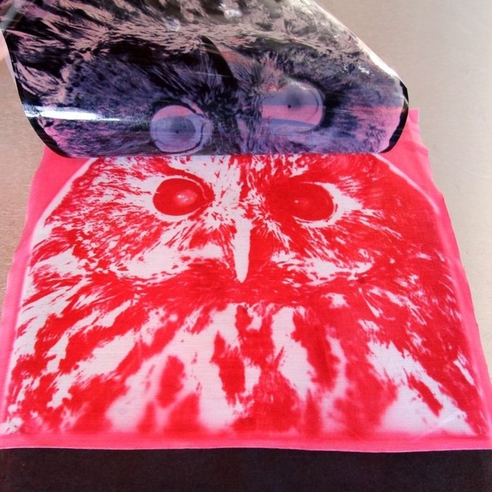 Remove the pins and peel back your negative. Hello Mr. Owl! All that's left to do is thoroughly wash your print.