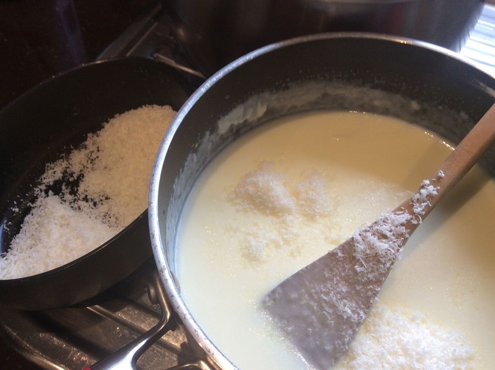 Remove the sauce from the heat and then stir in the parmesan, nutmeg and salt.