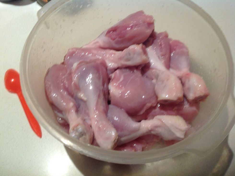 Remove the skin of the bone and remove any unwanted fat ( make cuts into the meat to help the flavours infuse)