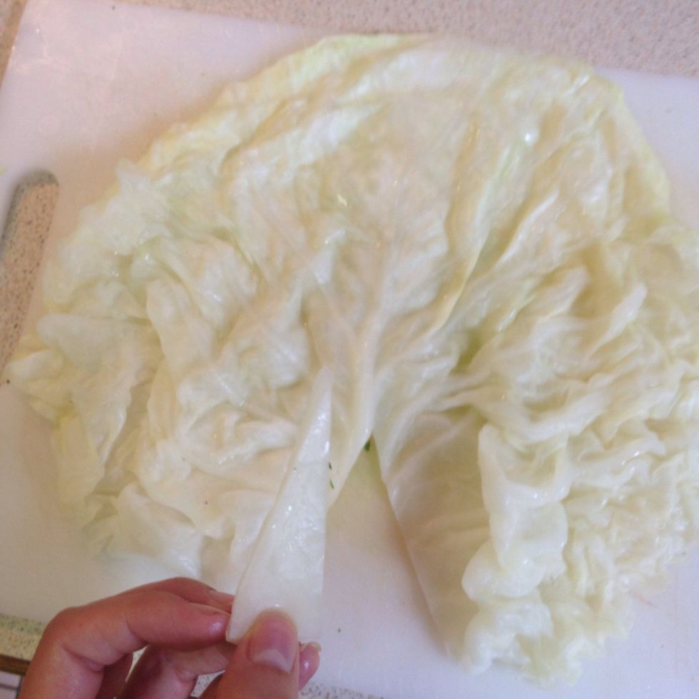 Remove the thickest part of the stem from the leaf.