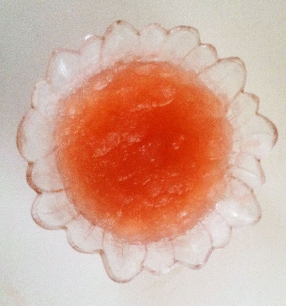 Remove the top layer which would be the dark color from the grape skins and seeds. Stir. Return to freezer.