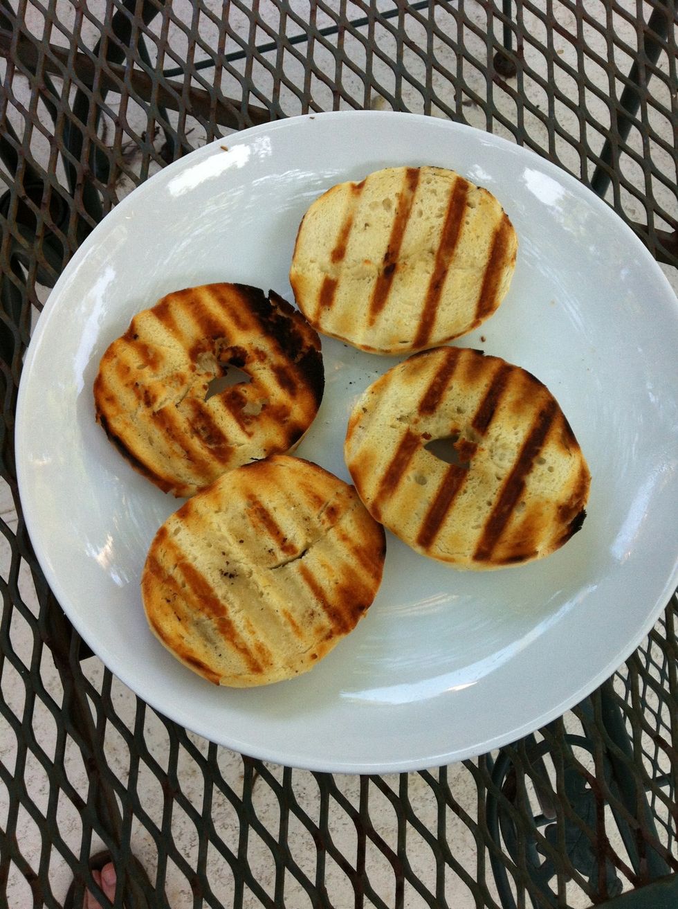 Remove Toasted bagels from grill.
