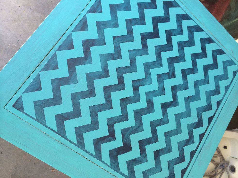 Removed minty vinyl and I'm left with my turquoise and blue chevron pattern